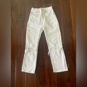 Abercrombie & Fitch Ankle Straight Ultra High Rise White Jeans | size 25